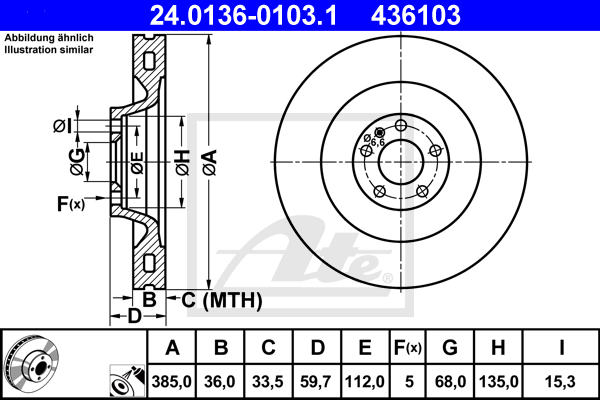 Disc frana 24.0136-0103.1 ATE