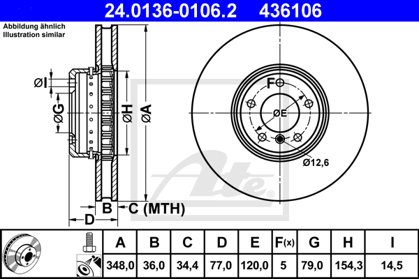 Disc frana 24.0136-0106.2 ATE