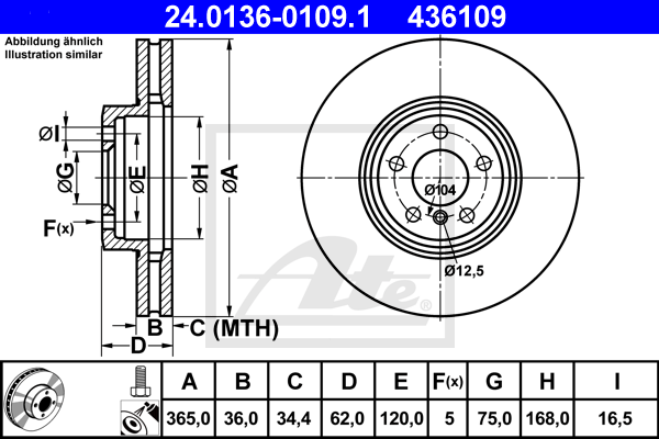 Disc frana 24.0136-0109.1 ATE