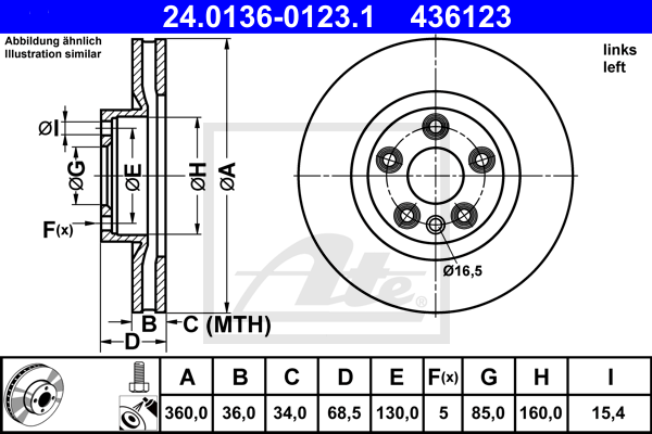 Disc frana 24.0136-0123.1 ATE