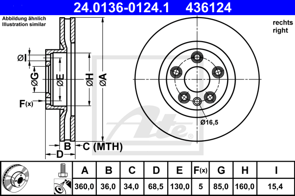 Disc frana 24.0136-0124.1 ATE