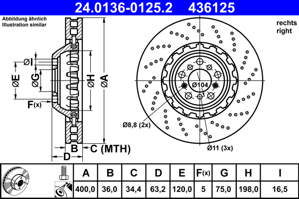 Disc frana 24.0136-0125.2 ATE