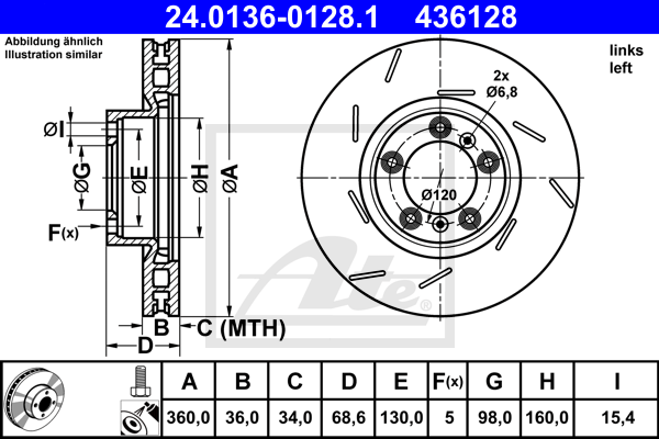 Disc frana 24.0136-0128.1 ATE