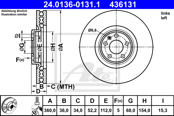 Disc frana 24.0136-0131.1 ATE