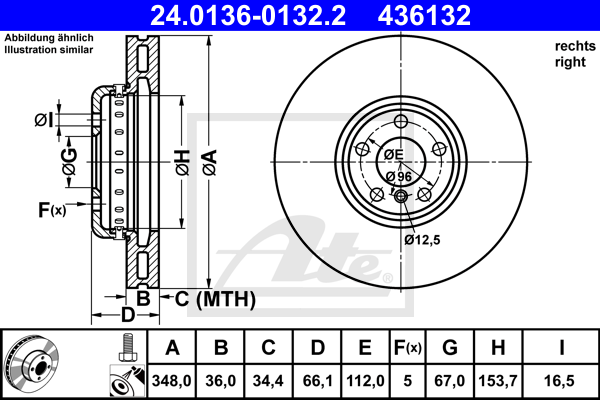 Disc frana 24.0136-0132.2 ATE