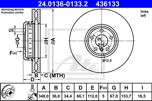 Disc frana 24.0136-0133.2 ATE