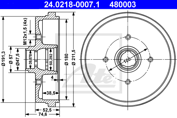 Tambur frana 24.0218-0007.1 ATE