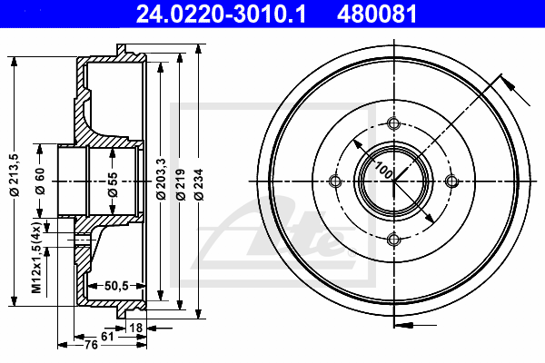 Tambur frana 24.0220-3010.1 ATE