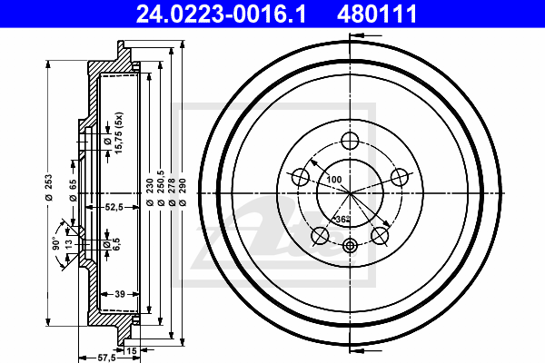 Tambur frana 24.0223-0016.1 ATE