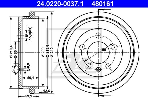 Tambur frana 24.0220-0037.1 ATE