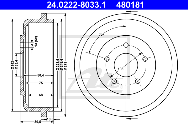 Tambur frana 24.0222-8033.1 ATE