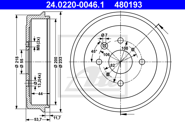 Tambur frana 24.0220-0046.1 ATE