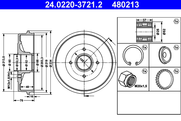 Tambur frana 24.0220-3721.2 ATE