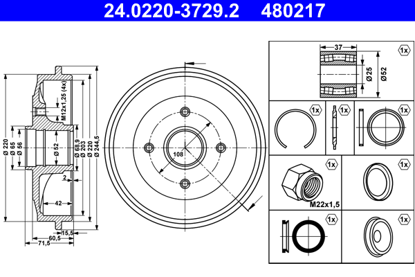 Tambur frana 24.0220-3729.2 ATE