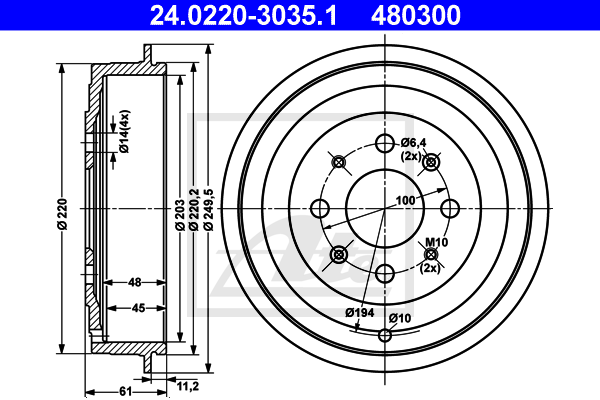 Tambur frana 24.0220-3035.1 ATE