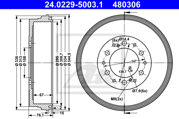 Tambur frana 24.0229-5003.1 ATE