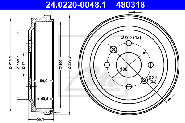 Tambur frana 24.0220-0048.1 ATE