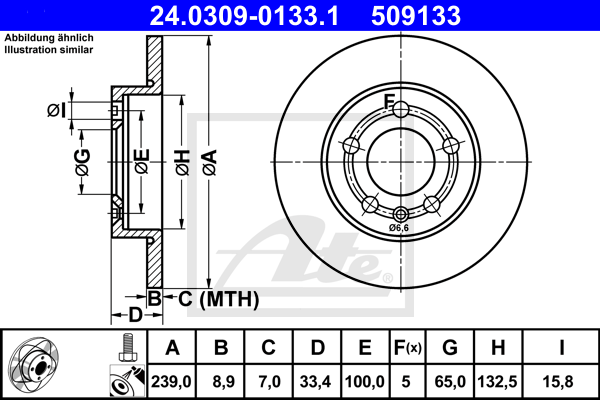 Disc frana 24.0309-0133.1 ATE