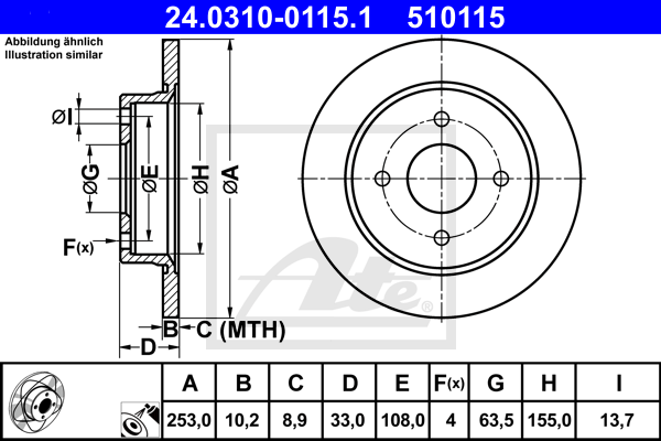 Disc frana 24.0310-0115.1 ATE