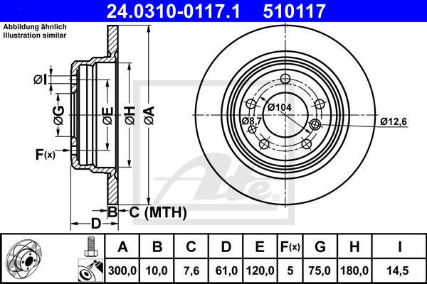 Disc frana 24.0310-0117.1 ATE