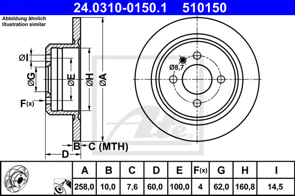 Disc frana 24.0310-0150.1 ATE