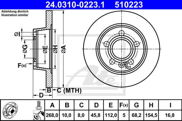 Disc frana 24.0310-0223.1 ATE