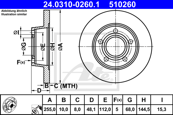 Disc frana 24.0310-0260.1 ATE