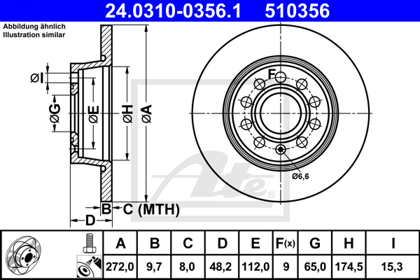 Disc frana 24.0310-0356.1 ATE