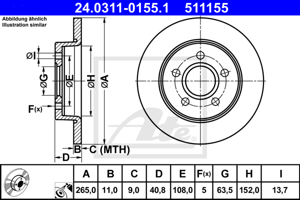 Disc frana 24.0311-0155.1 ATE