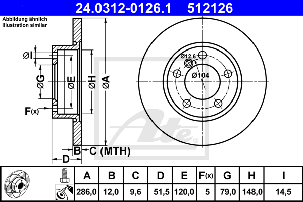 Disc frana 24.0312-0126.1 ATE