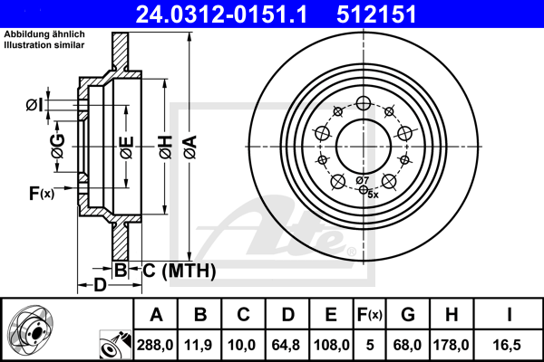 Disc frana 24.0312-0151.1 ATE