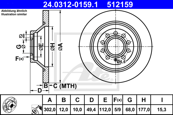 Disc frana 24.0312-0159.1 ATE