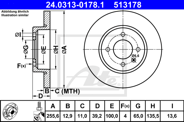 Disc frana 24.0313-0178.1 ATE