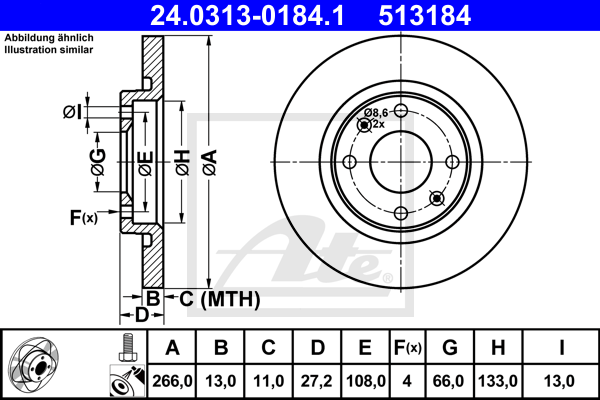 Disc frana 24.0313-0184.1 ATE