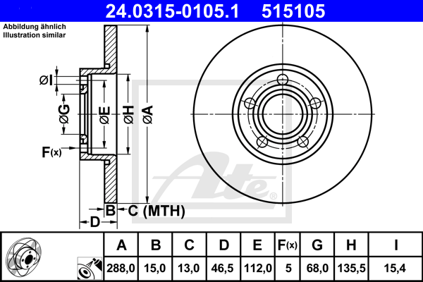 Disc frana 24.0315-0105.1 ATE