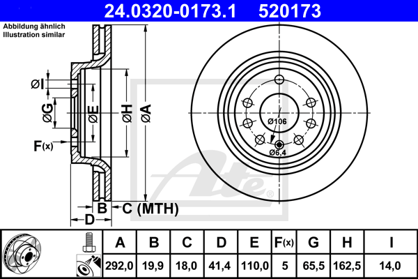 Disc frana 24.0320-0173.1 ATE