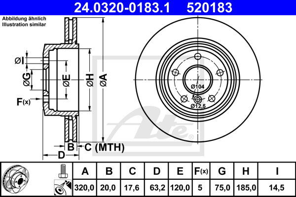 Disc frana 24.0320-0183.1 ATE