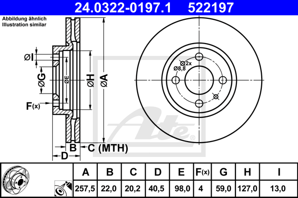 Disc frana 24.0322-0197.1 ATE