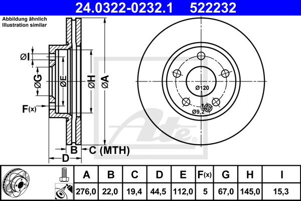 Disc frana 24.0322-0232.1 ATE