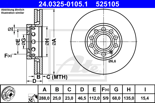 Disc frana 24.0325-0105.1 ATE