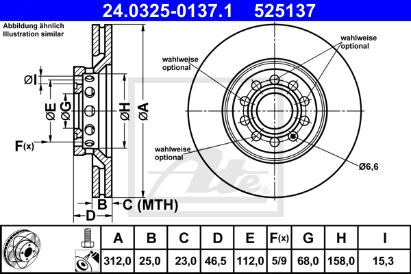 Disc frana 24.0325-0137.1 ATE