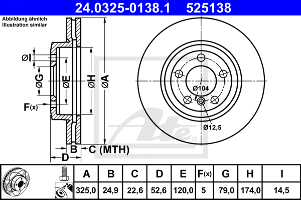 Disc frana 24.0325-0138.1 ATE