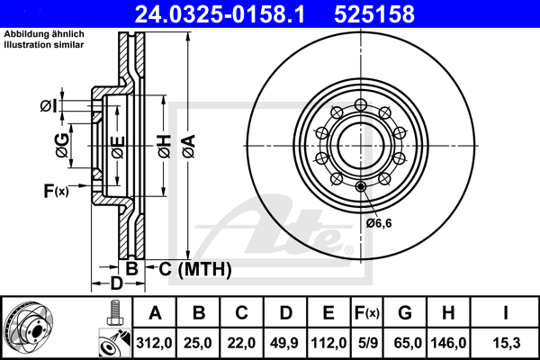 Disc frana 24.0325-0158.1 ATE