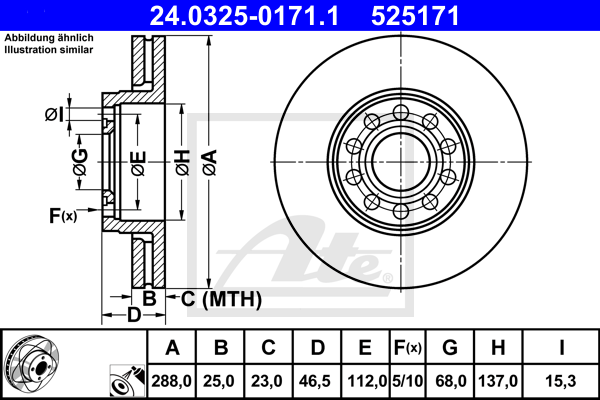 Disc frana 24.0325-0171.1 ATE