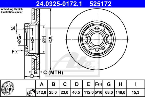 Disc frana 24.0325-0172.1 ATE