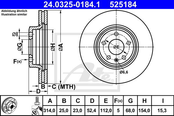 Disc frana 24.0325-0184.1 ATE