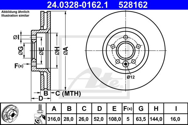 Disc frana 24.0328-0162.1 ATE