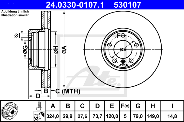 Disc frana 24.0330-0107.1 ATE