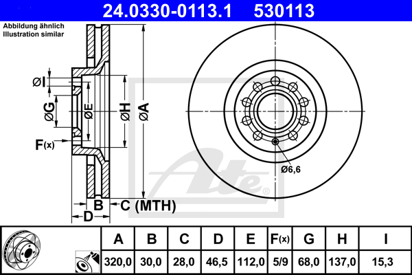 Disc frana 24.0330-0113.1 ATE