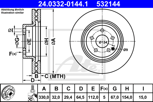 Disc frana 24.0332-0144.1 ATE